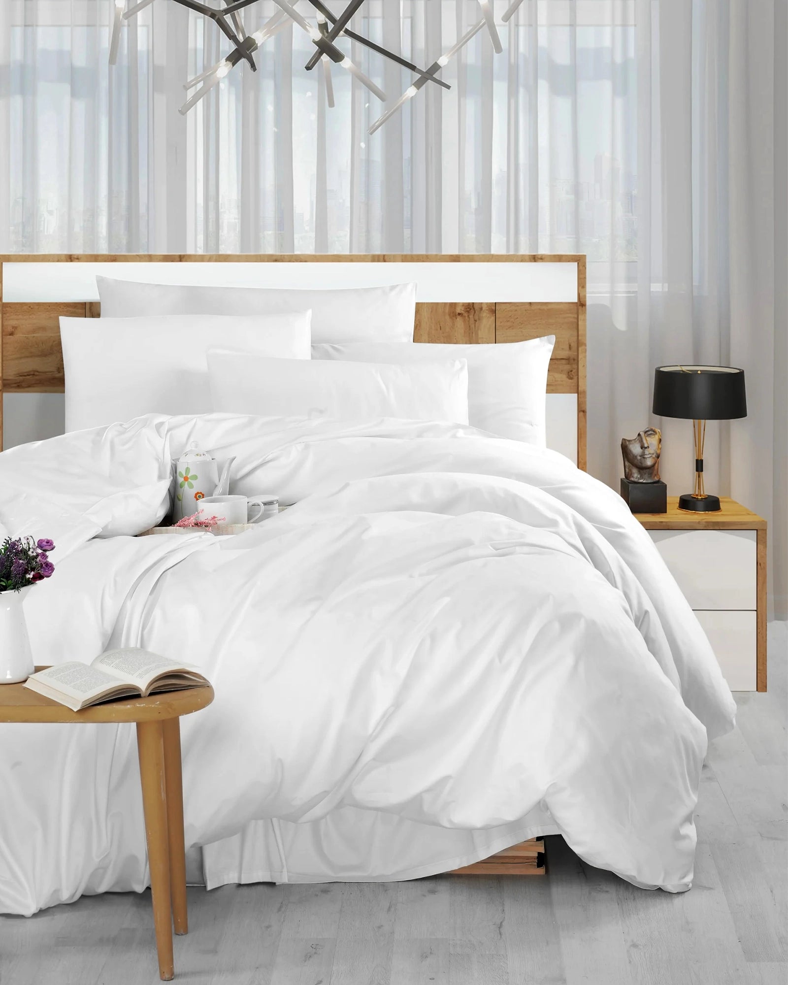 All White Luxury Duvet Cover With Flap Globaltex Fine Linens