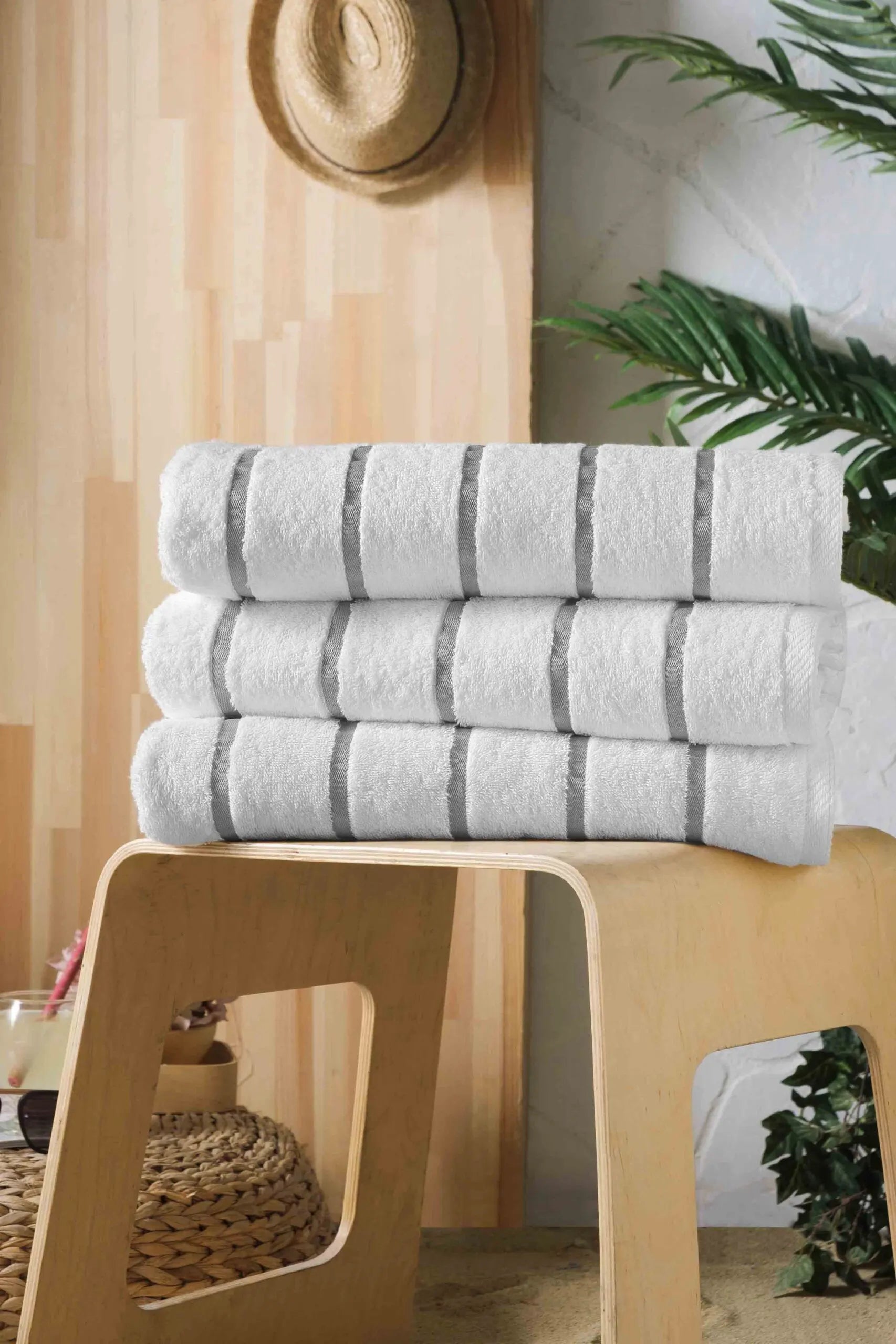 Grey Stripe Pool and Beach Towel Globaltex Fine Linens