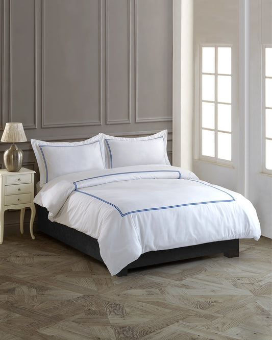 Luxury Navy Blue Stripe Bedding Set