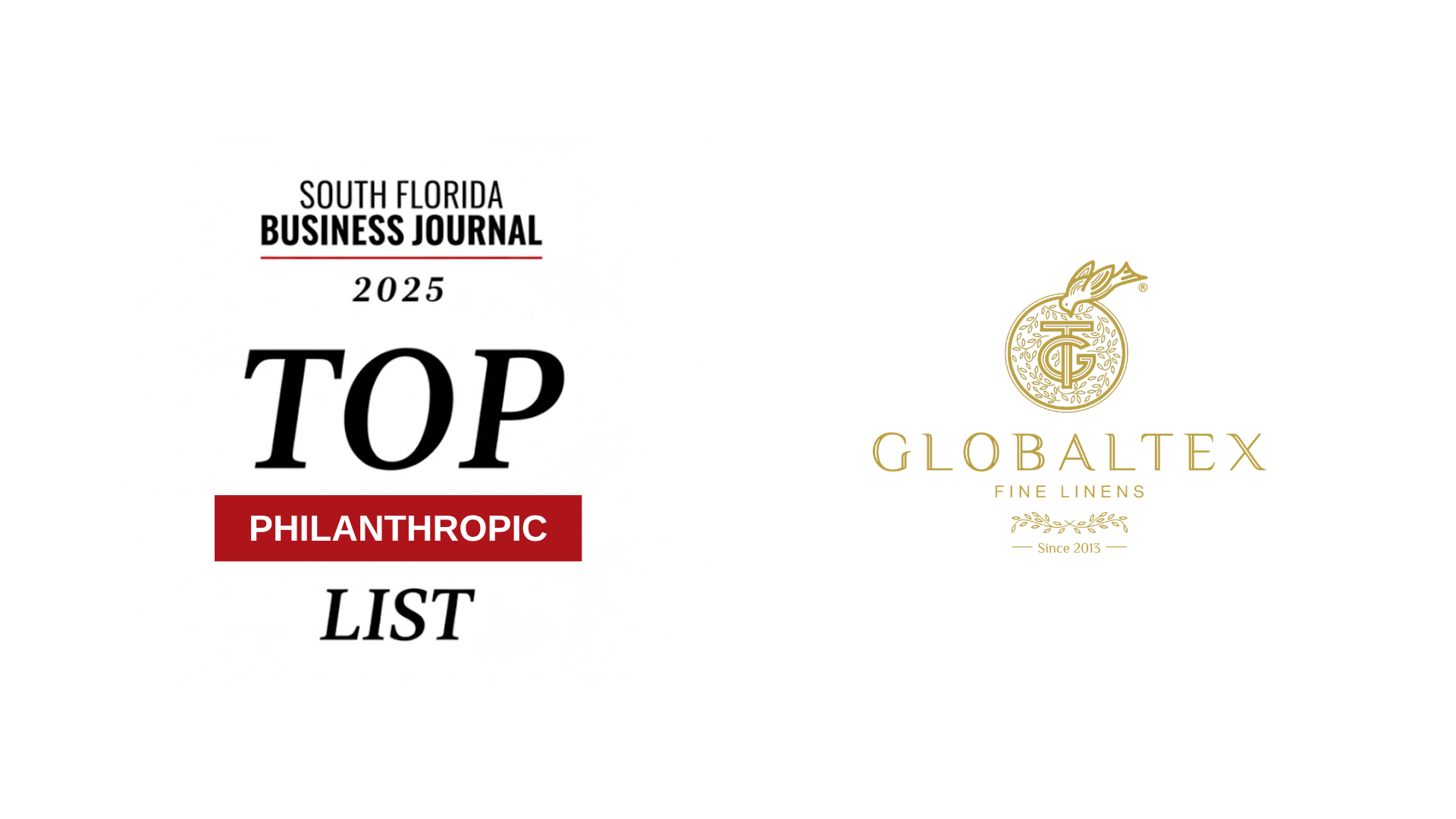 Globaltex Fine Linens Recognized as One of South Florida's Top Philanthropic Companies by the South Florida Business Journal