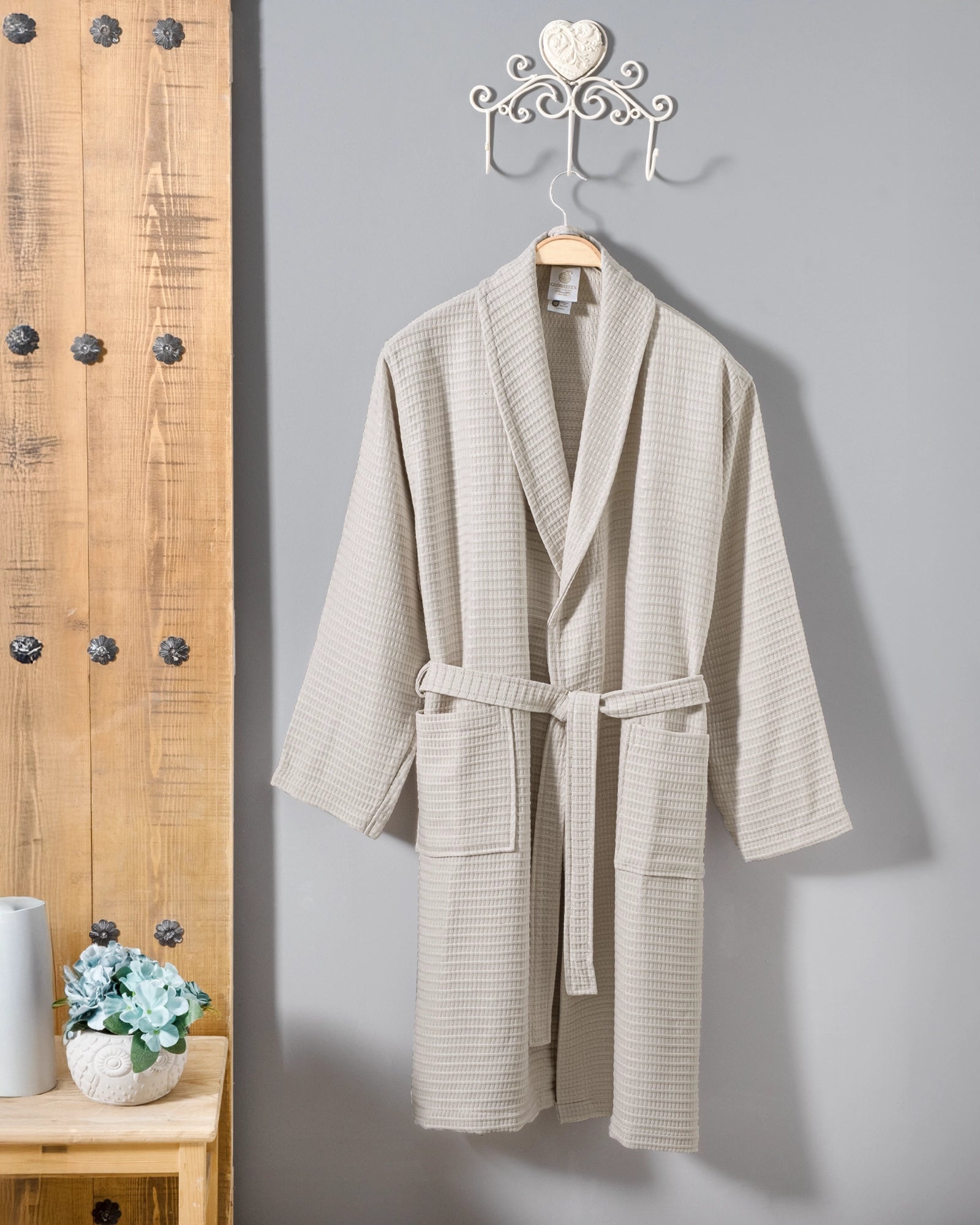 Beige Waffle Bathrobe