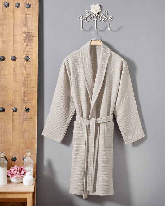 Beige Waffle Bathrobe