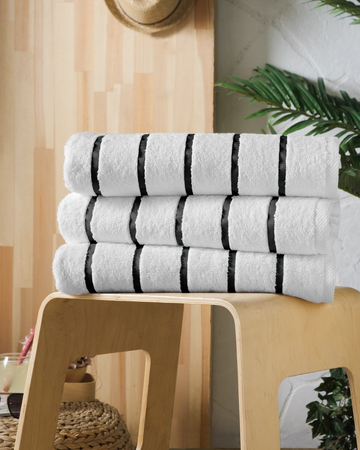 Black Stripe Pool and Beach Towel Globaltex Fine Linens