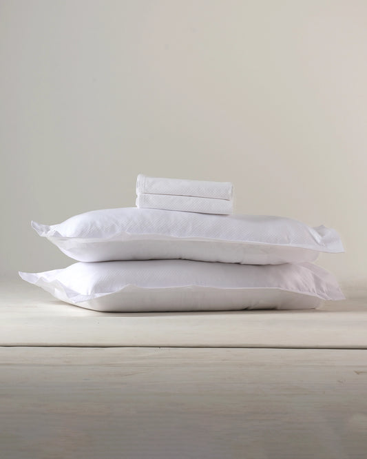 White Pillow Sham Microcheck Style (Set of 2)
