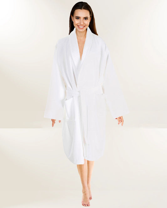 Waffle  Bathrobe & Slippers Bundle