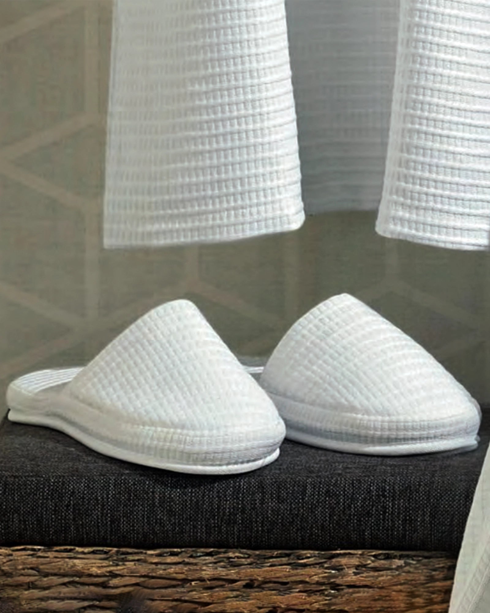 Waffle White Slippers