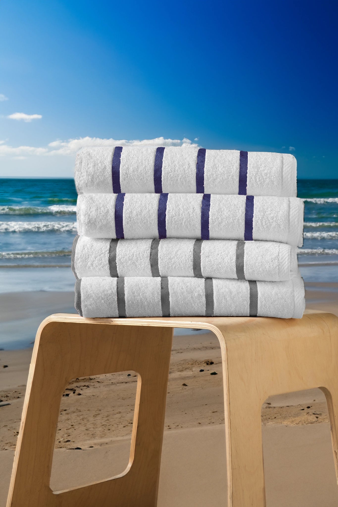 Blue and discount white beach towels