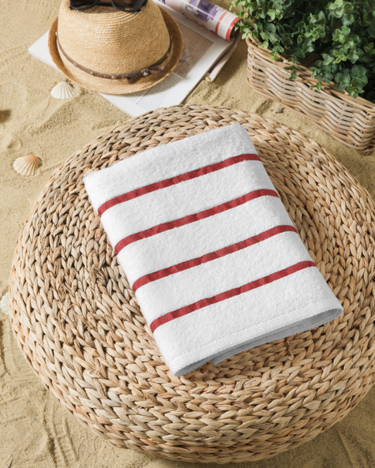 Red Stripe Pool and Beach Towel (Single)